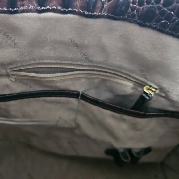 Brahmin Chocolate Croc Embossed Shoulder Bag Classic - Picture 15 of 16